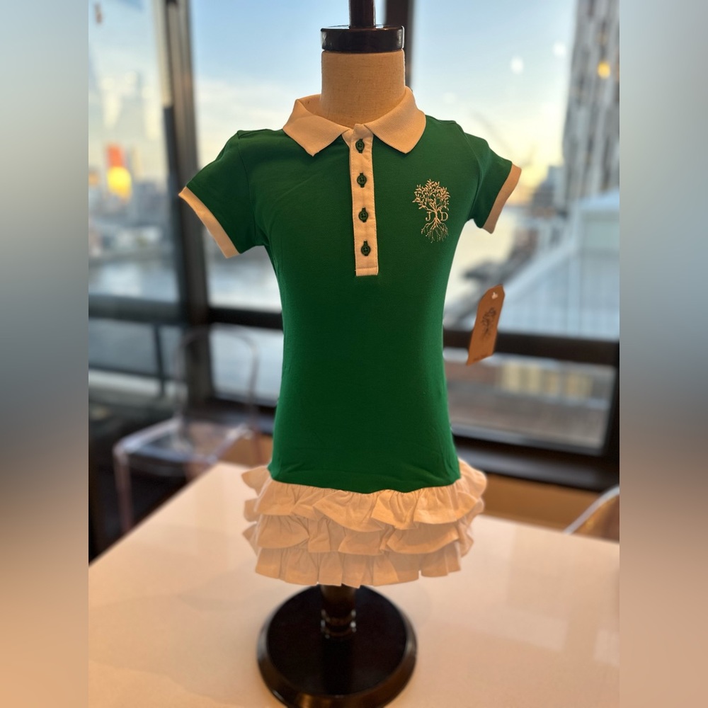Girls size 4t polo style dress with ruffles, Just Dads, nwt